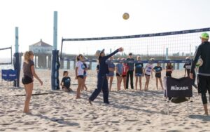 MBsand coaches training youth players on Manhattan Beach sand